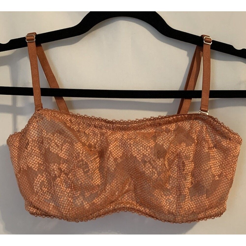 Victoria Secret Bra 36C Bralette Removable Straps Unlined No Padding Rust New